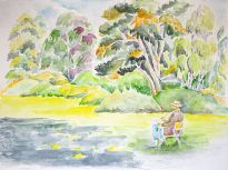 Aquarell eines Aquarellmalers einer Aquarellmalerin des Kurses 2019 im Bürgerpark